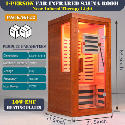 Far infrared sauna front door with red light therapy Low EMFwooden sauna room
