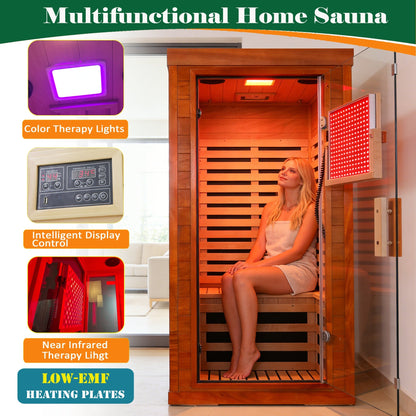 Far infrared sauna front door with red light therapy Low EMFwooden sauna room