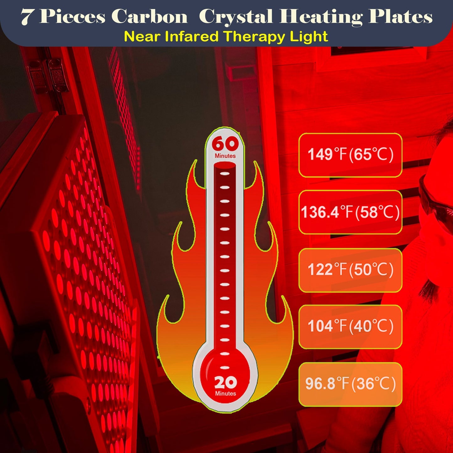 Far infrared sauna front door with red light therapy Low EMFwooden sauna room