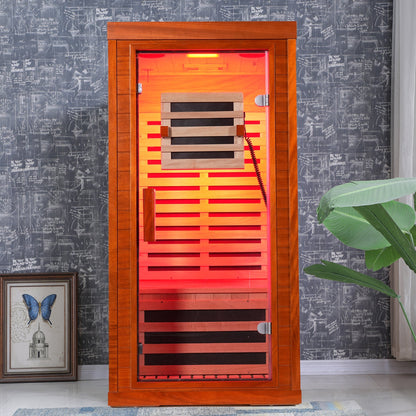 Far infrared sauna front door with red light therapy Low EMFwooden sauna room