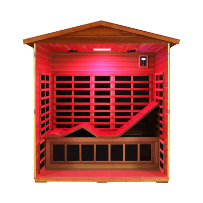 Thermora Vanta Luxury 3-Person Outdoor Mahogany Full Spectrum Ultra-Low EMF FAR Infrared Sauna With Chromotherapy And Bluetooth Speakers (SAK83460)